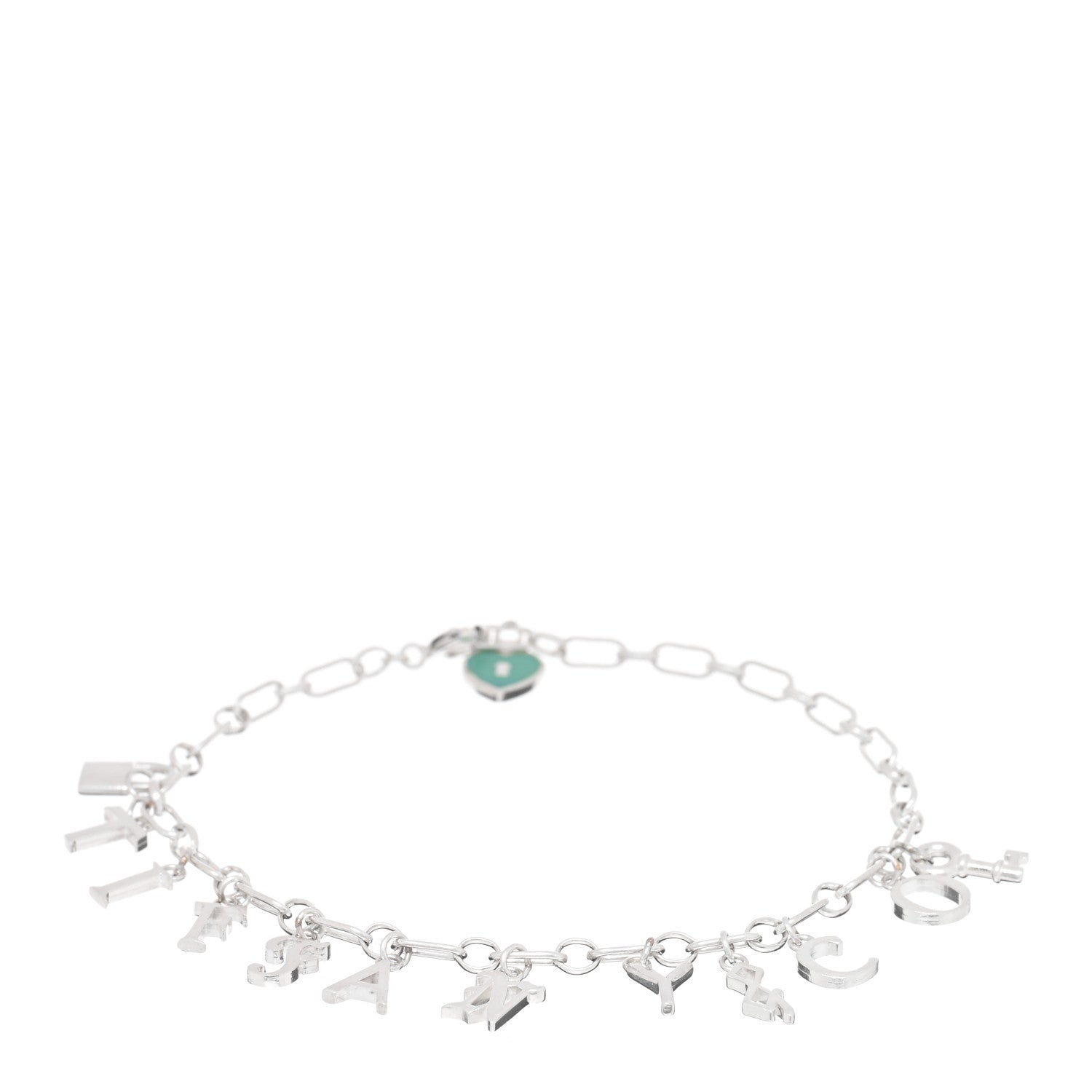 Tiffany Sterling Silver Enamel Love Notes Logo Charm Bracelet Blue 1 of 3