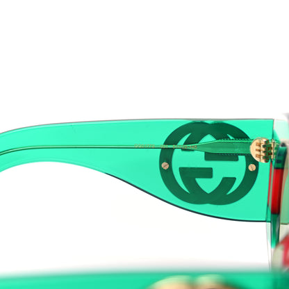 Gucci Acetate Round Frame Sunglasses GG0177S Green Red 6 of 8