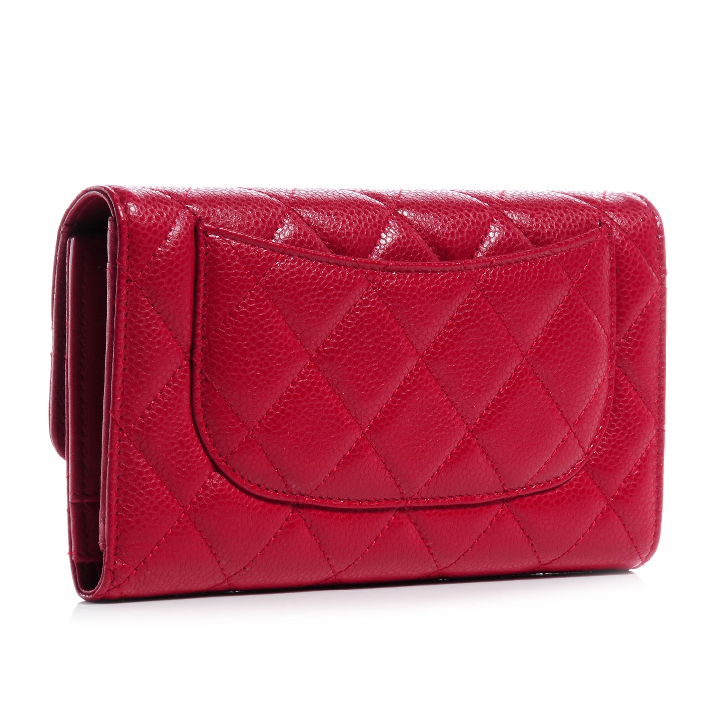 Caviar Quilted Large Flap Wallet Red