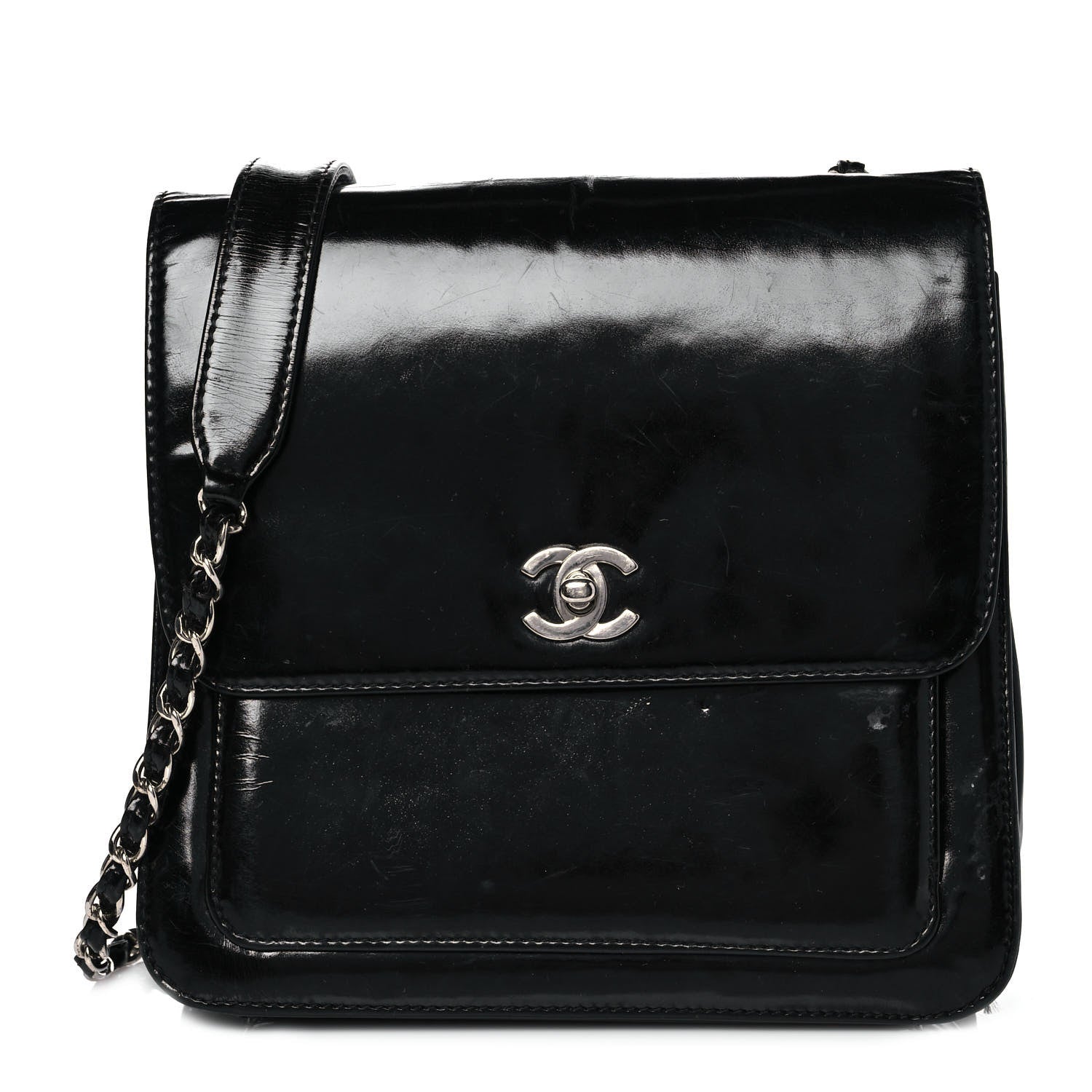 Chanel Glazed Calfskin Single Flap Black 1 of 18