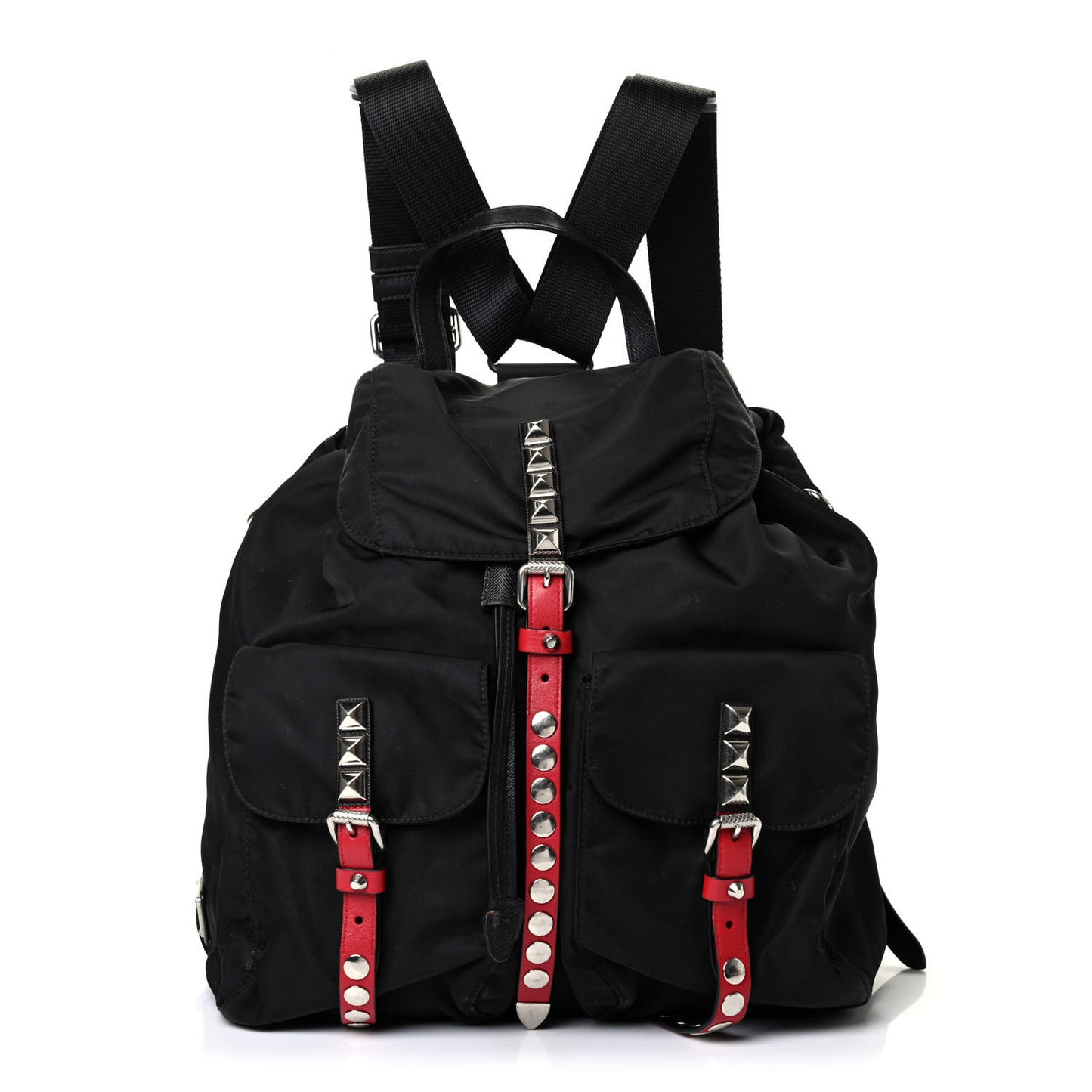 Nylon New Vela Studded Backpack Black Fuoco