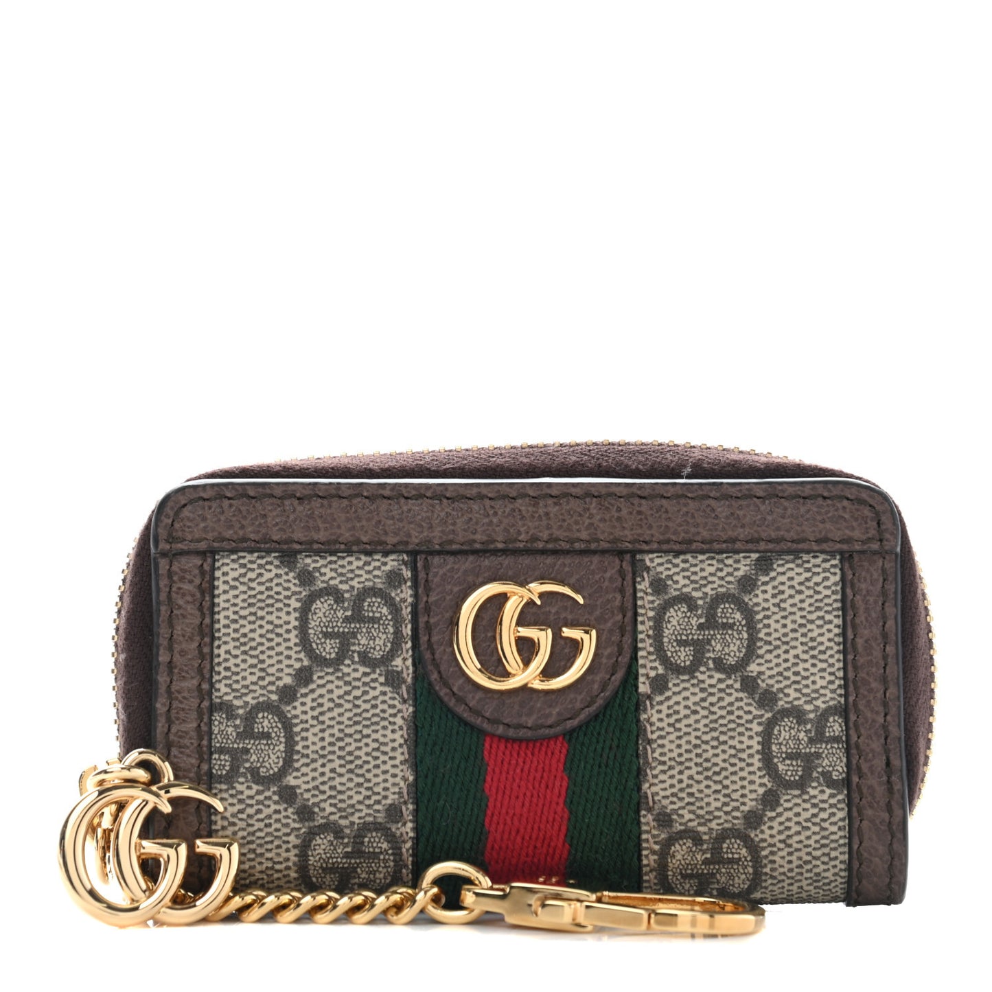 GG Supreme Monogram Web Ophidia Zip Around Key Case Beige New Acero