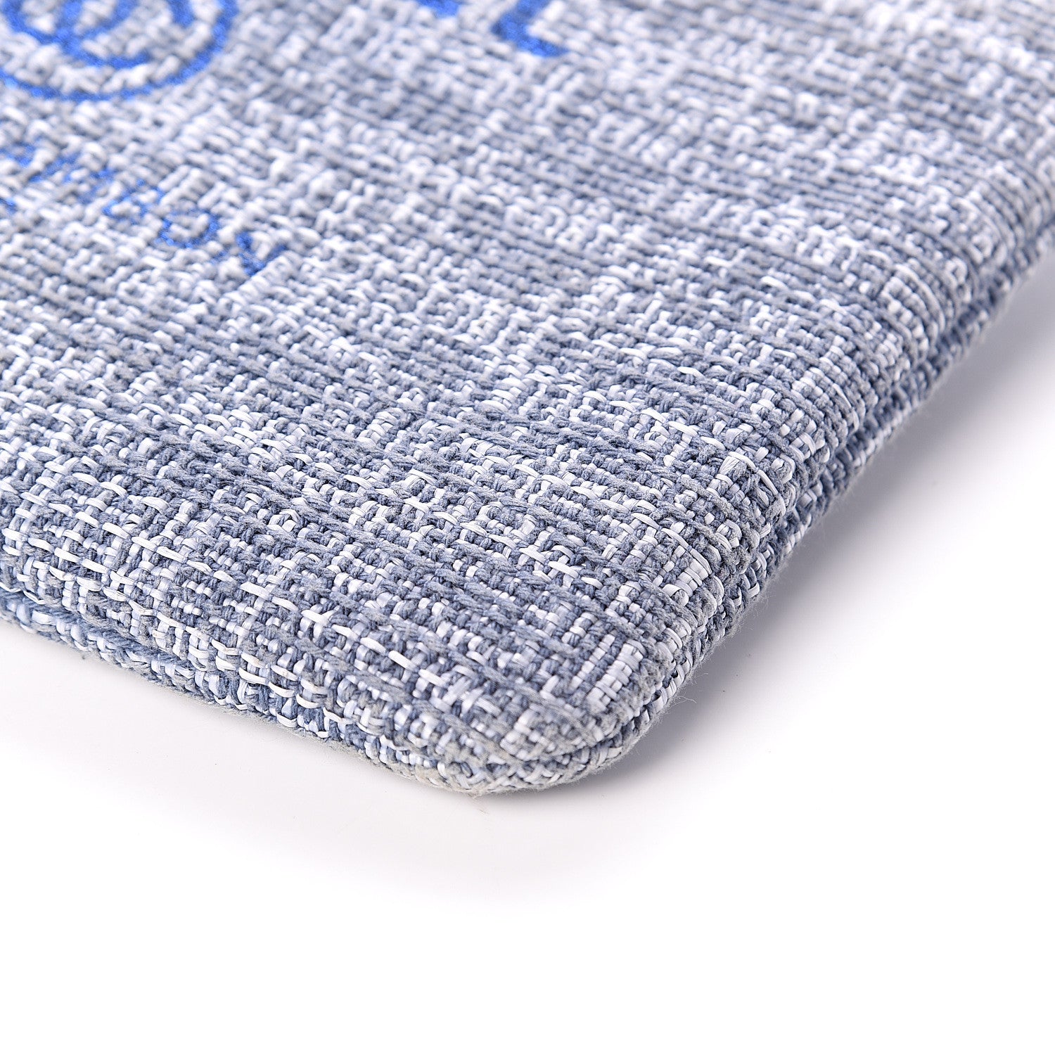 Chanel Woven Straw Raffia Medium Deauville Pouch Blue 9 of 9