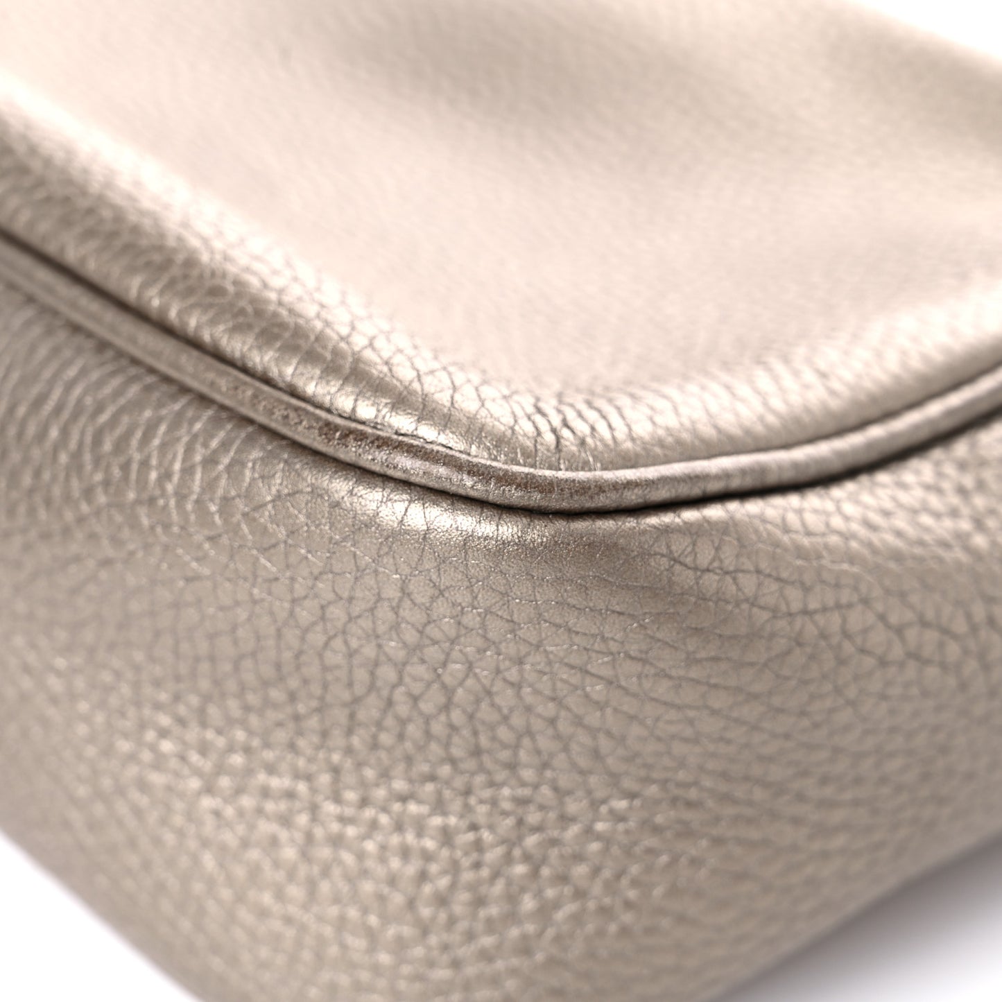 Metallic Pebbled Calfskin Small Soho Disco Bag Golden Beige