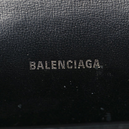 Balenciaga Shiny Calfskin Monochrome Crocodile Embossed Hourglass Chain Cardholder Black 6 of 10