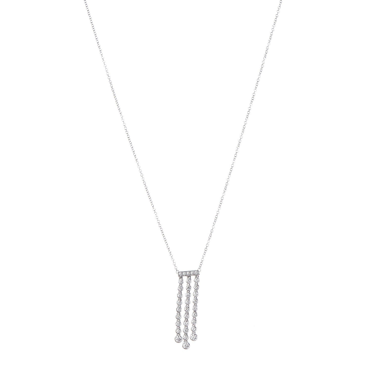 Tiffany Platinum Diamond Jazz Triple Drop Pendant Necklace 1 of 7