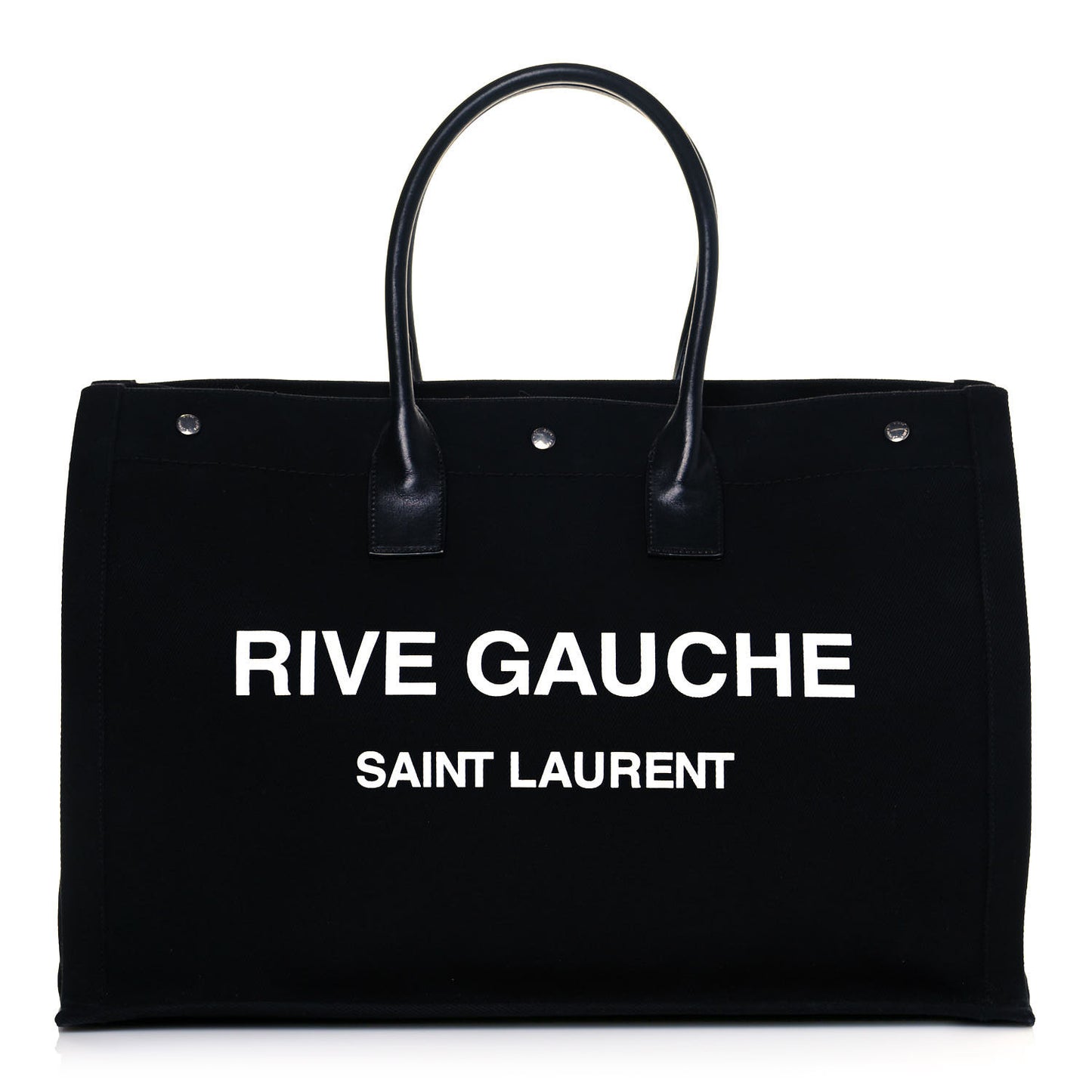 Linen Calfskin Rive Gauche Tote Black