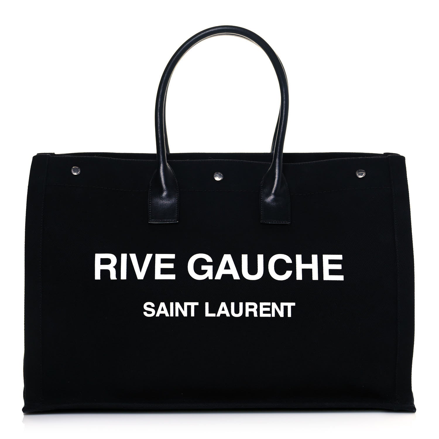 Saint Laurent Linen Calfskin Rive Gauche Tote Black 1 of 11