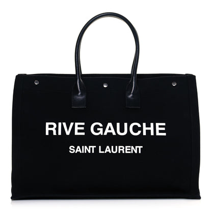 Saint Laurent Linen Calfskin Rive Gauche Tote Black 1 of 11