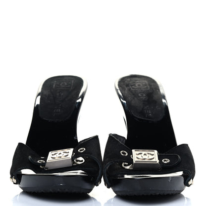 Chanel Suede CC Buckle Clogs 36 Black 2 of 6