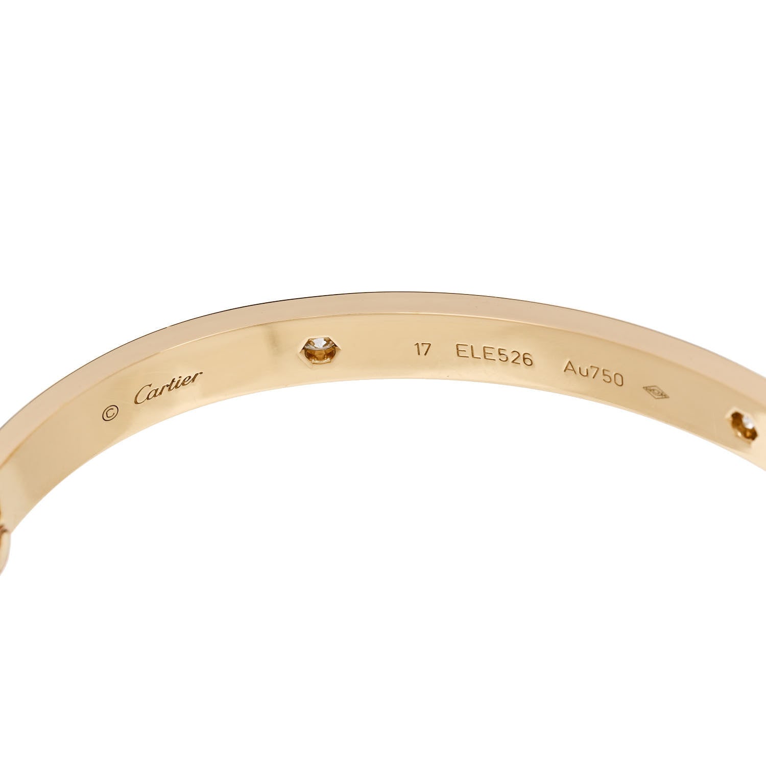 Cartier 18K Yellow Gold 4 Diamond LOVE Bracelet 17 5 of 6