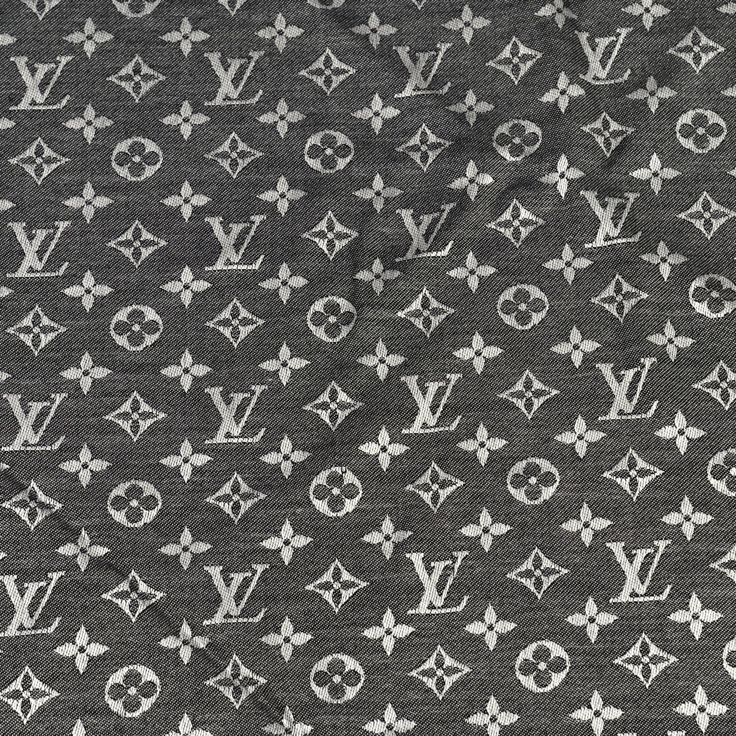Silk Wool Monogram Denim Shawl Black