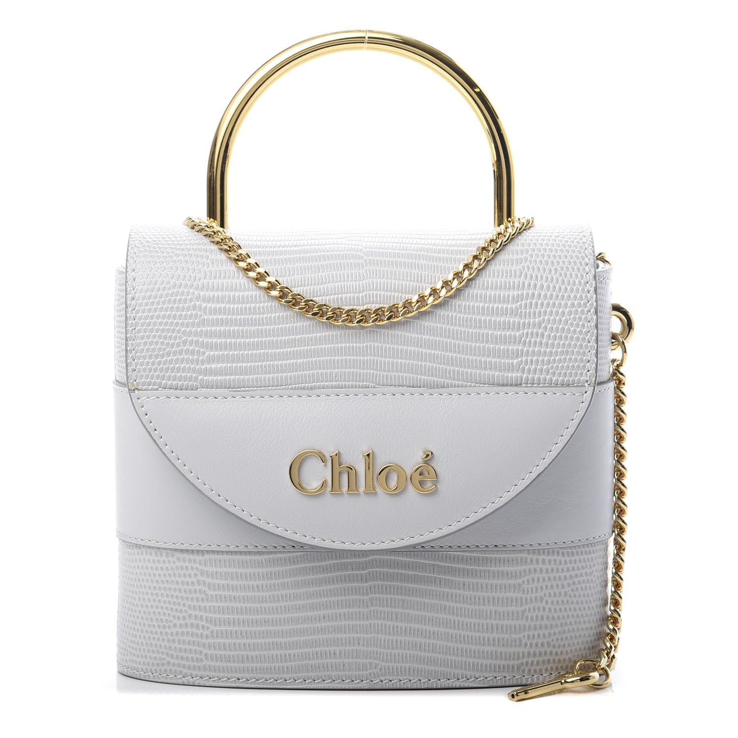 Chloe Calfskin Lizard Embossed Small Aby Lock Light Cloud 1 of 10