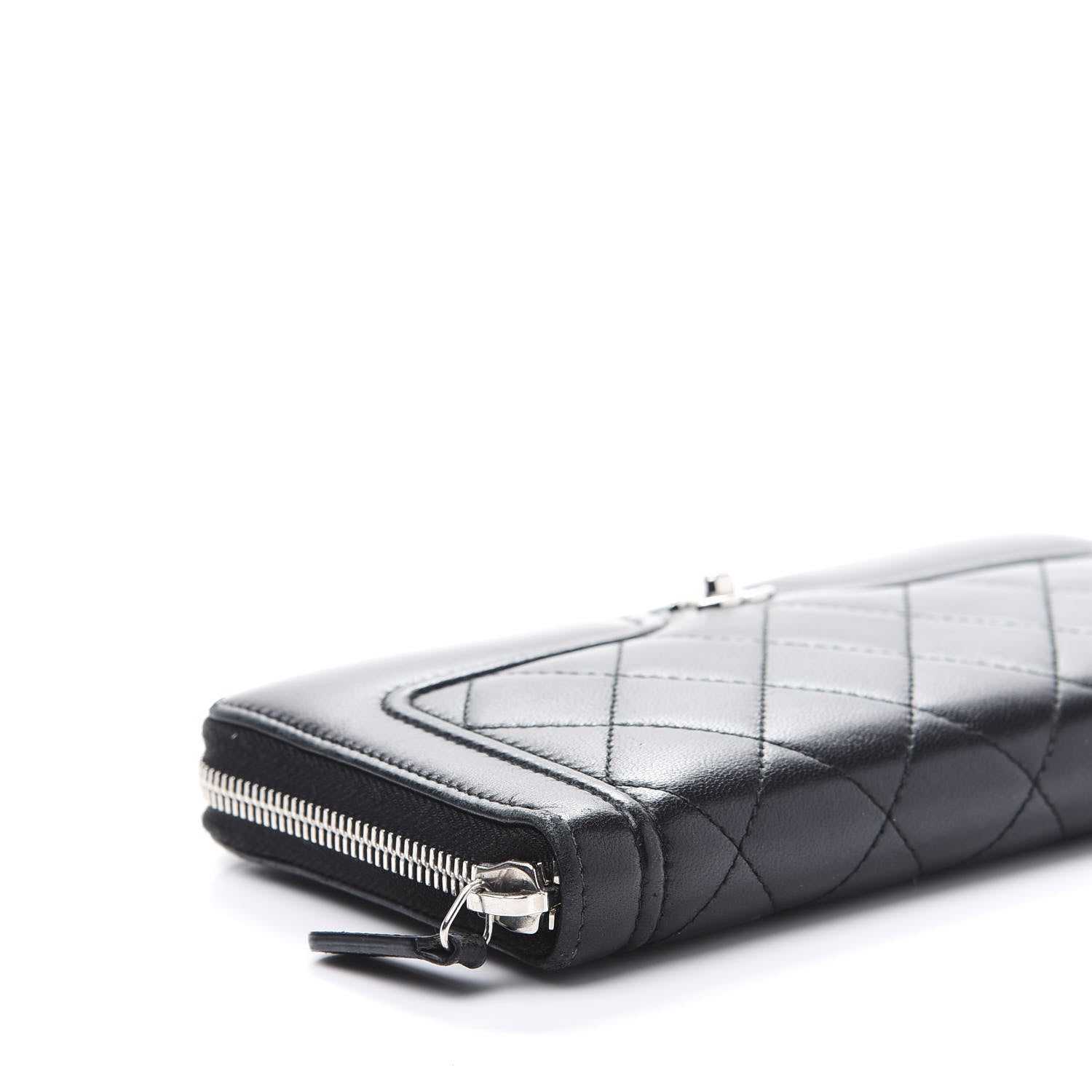 Chanel Lambskin Quilted Zip Around Wallet Black 6 of 10
