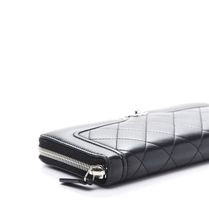 Chanel Lambskin Quilted Zip Around Wallet Black 6 of 10