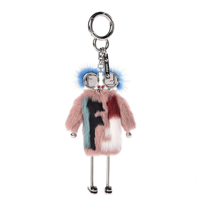 Fendi Rabbit Mink Fox Fur F is Fendi Teen Witch Bag Charm Pink Multicolor 1 of 4