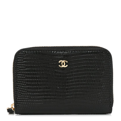 Chanel Calfskin Lizard Embossed Crococo Coin Purse Black 1 of 7