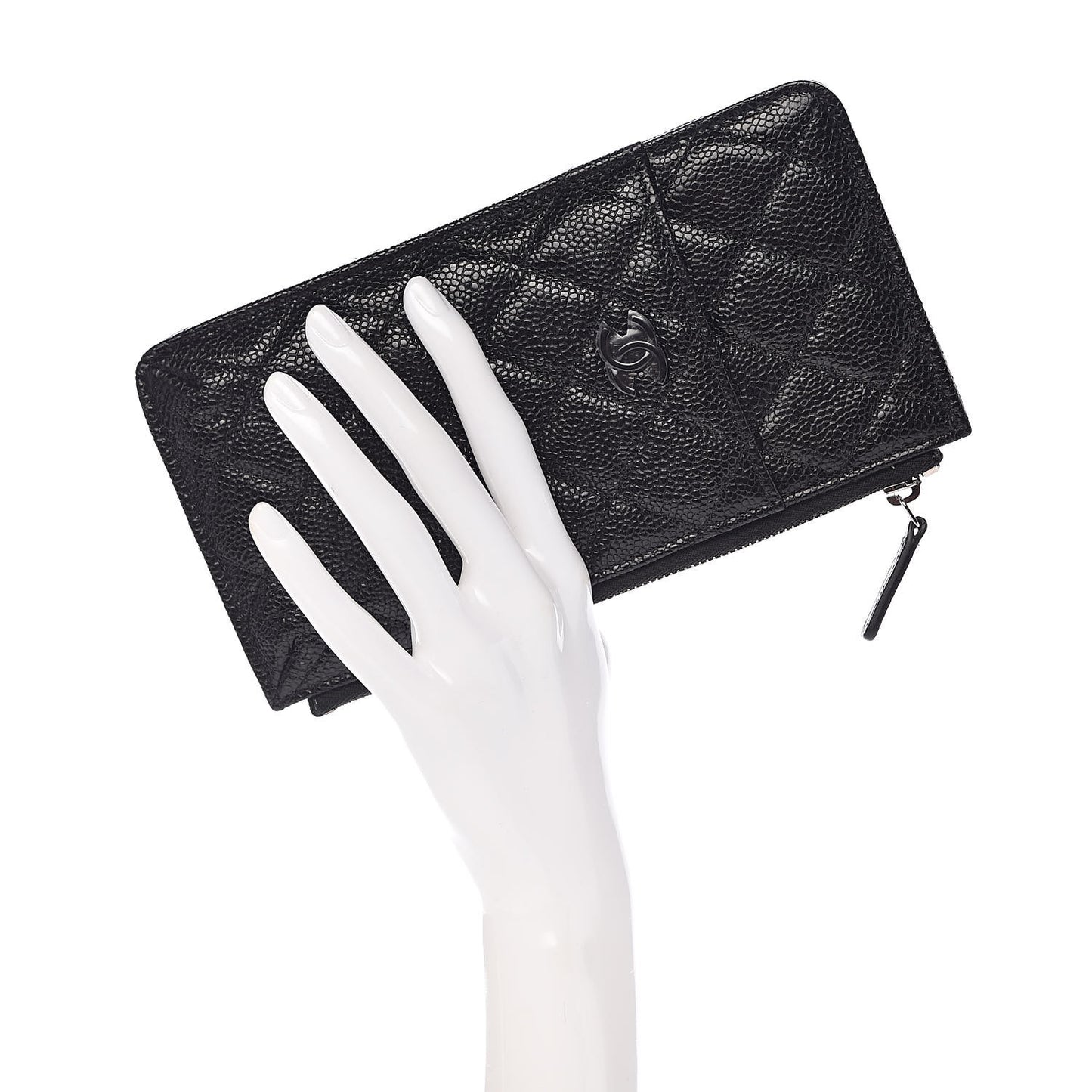 Caviar Quilted Classic Flat Wallet Pouch So Black