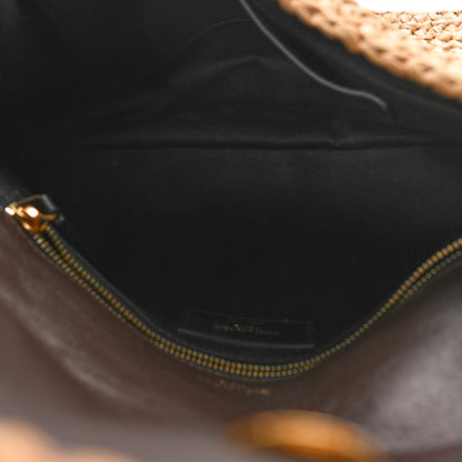Saint Laurent Raffia Calfskin Monogram Medium Niki Chain Satchel Natural 5 of 9