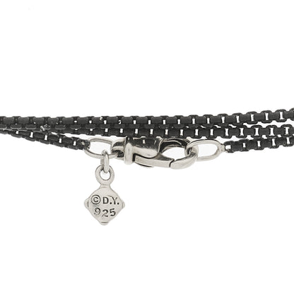 David Yurman Sterling Silver Diamond Midnight Melange Oval Enhancer Pendant Necklace 4 of 5