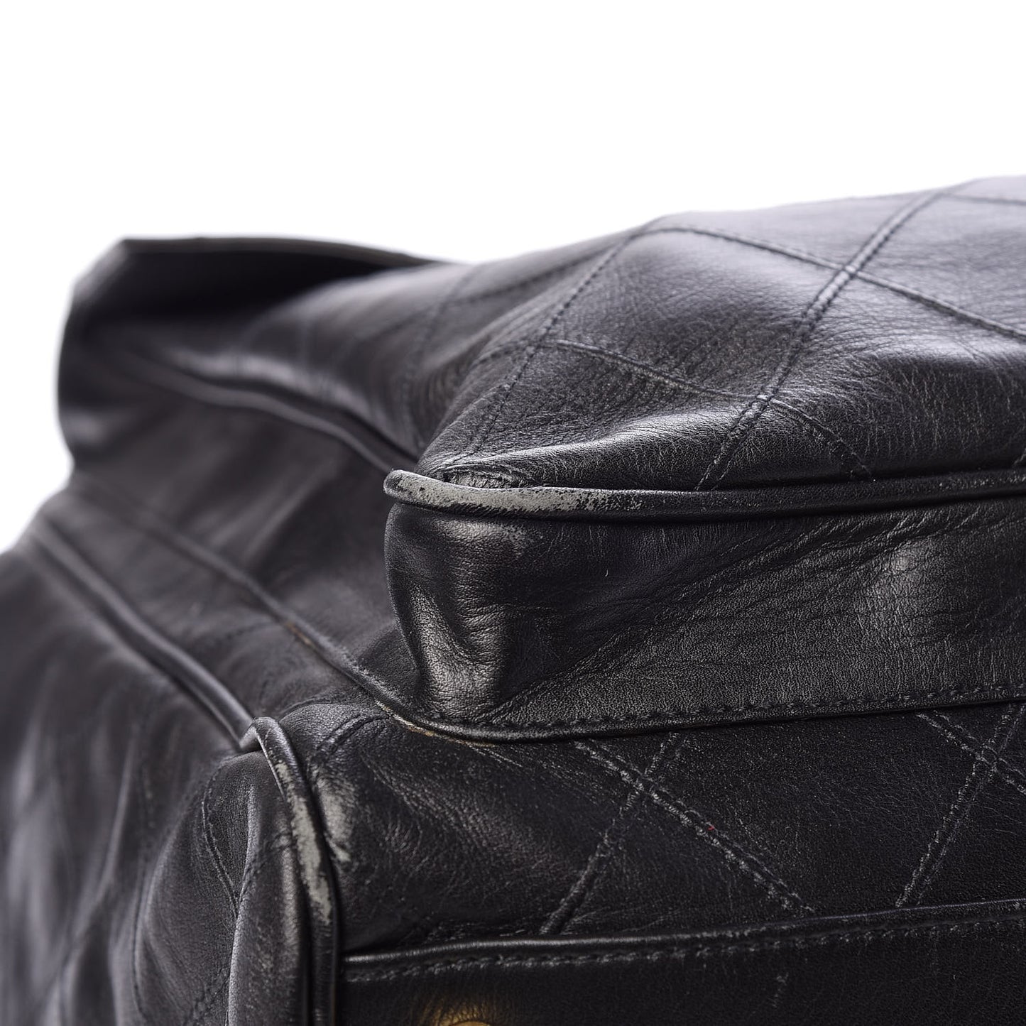 Calfskin Diamond Stitched Duffle Bag Black