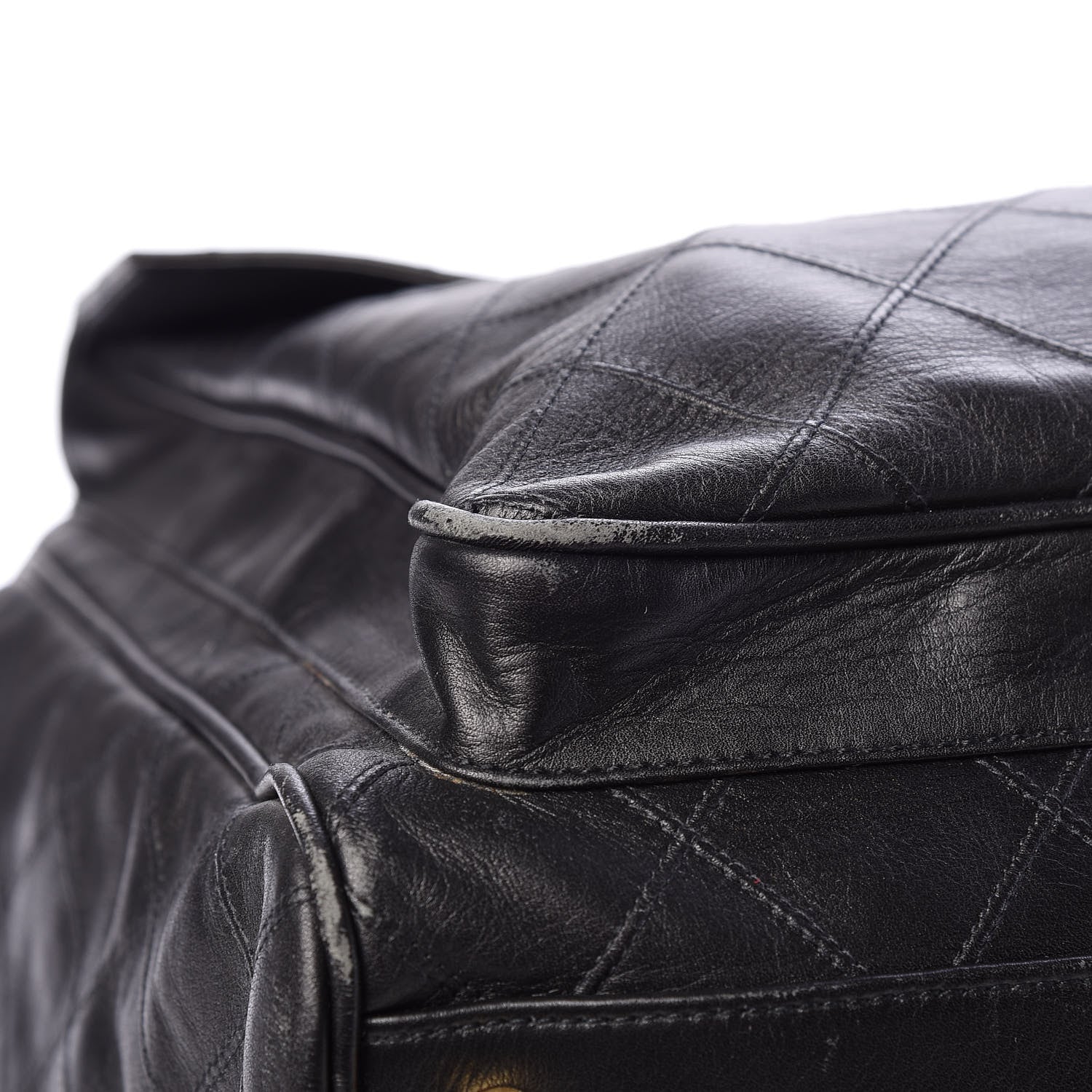 Chanel Calfskin Diamond Stitched Duffle Bag Black 9 of 23