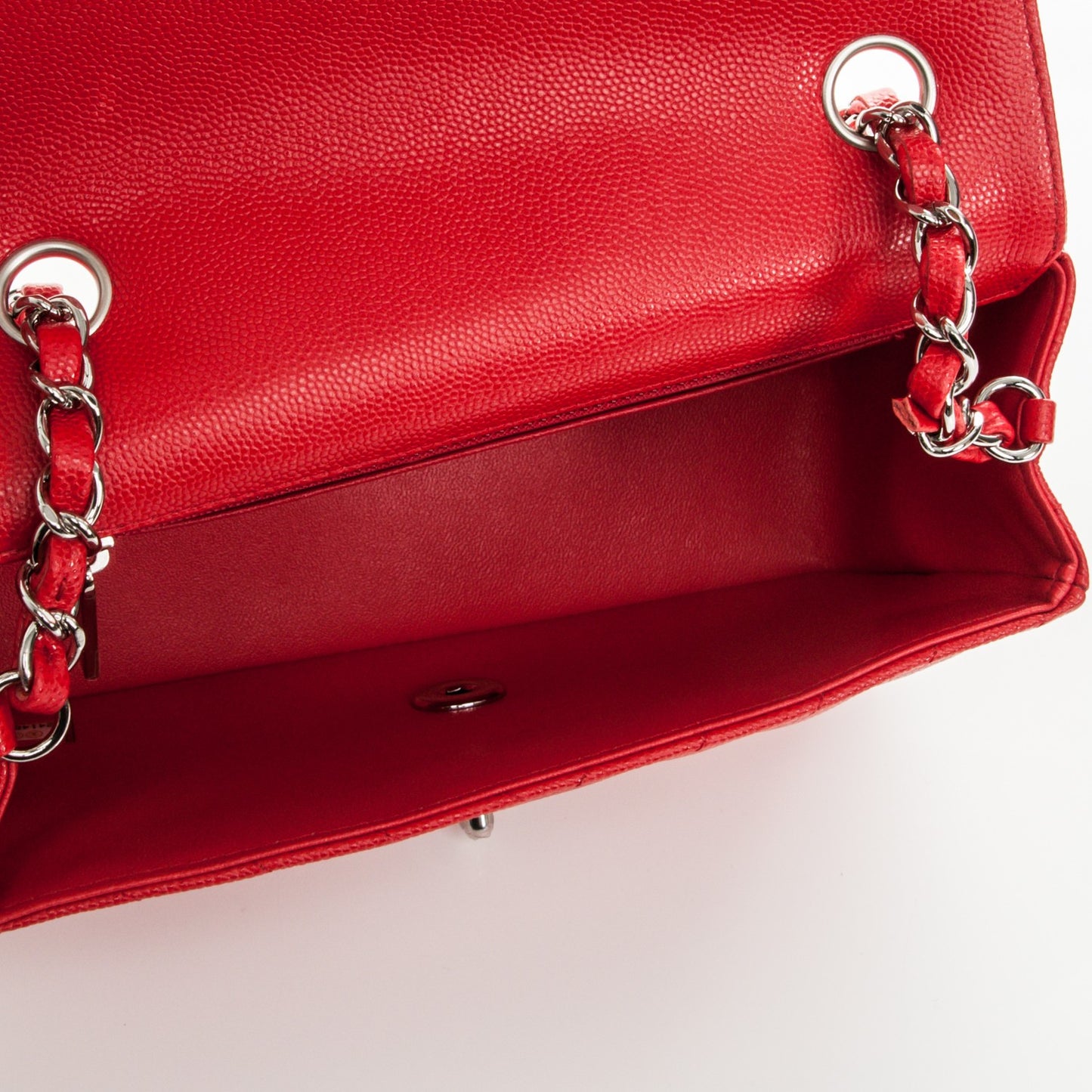 Caviar Chevron Quilted Mini Rectangular Flap Red