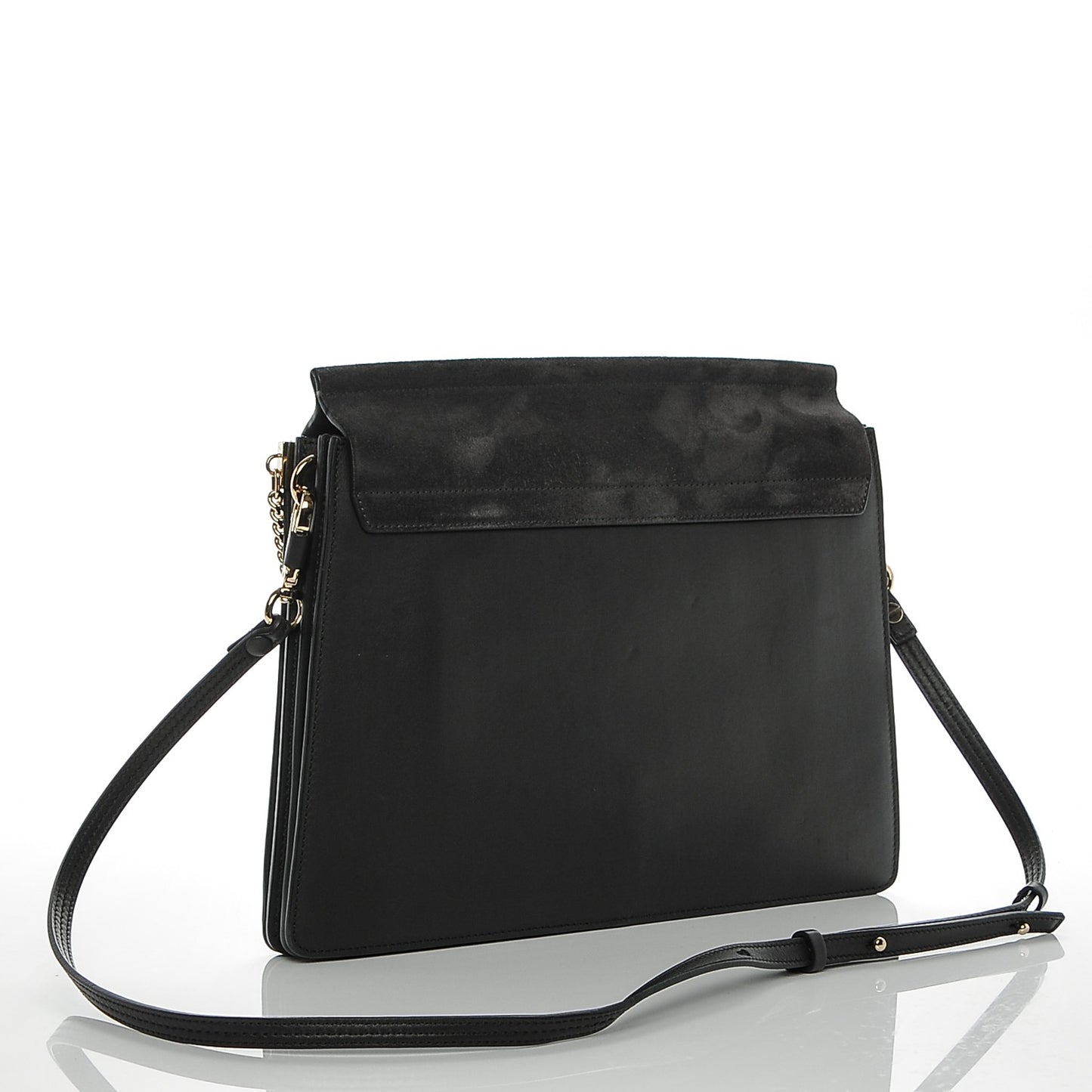 Calfskin Suede Medium Faye Shoulder Bag Carbon Grey