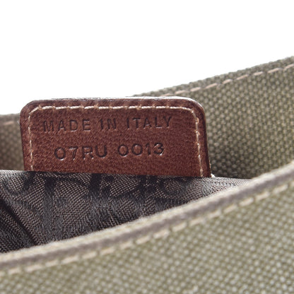 Christian Dior Calfskin Canvas Double Saddle Bag Green 7 of 9
