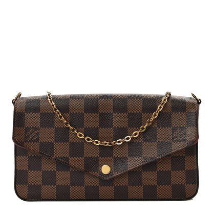 Louis Vuitton Damier Ebene Pochette Felicie Chain Wallet 1 of 8