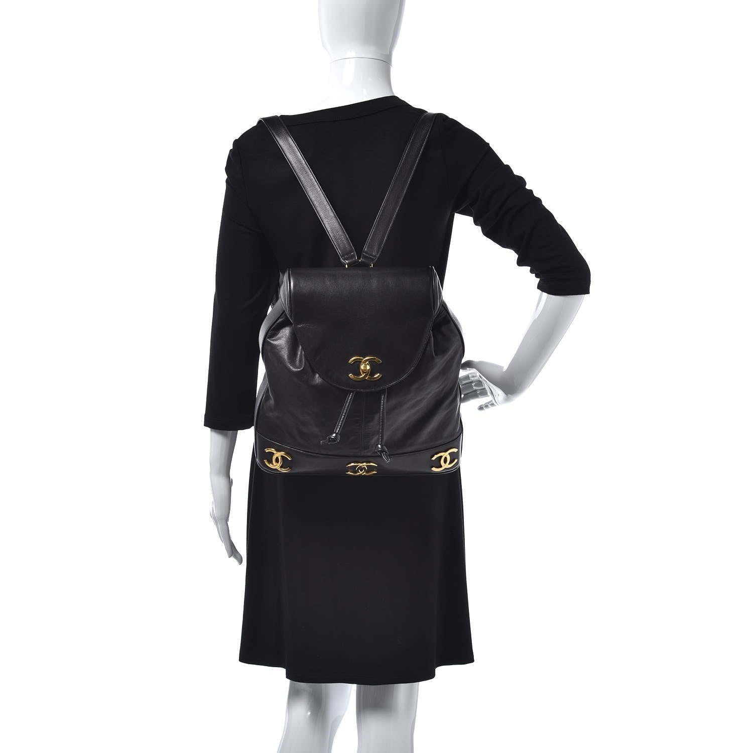 Chanel Lambskin CC Backpack Black 2 of 10