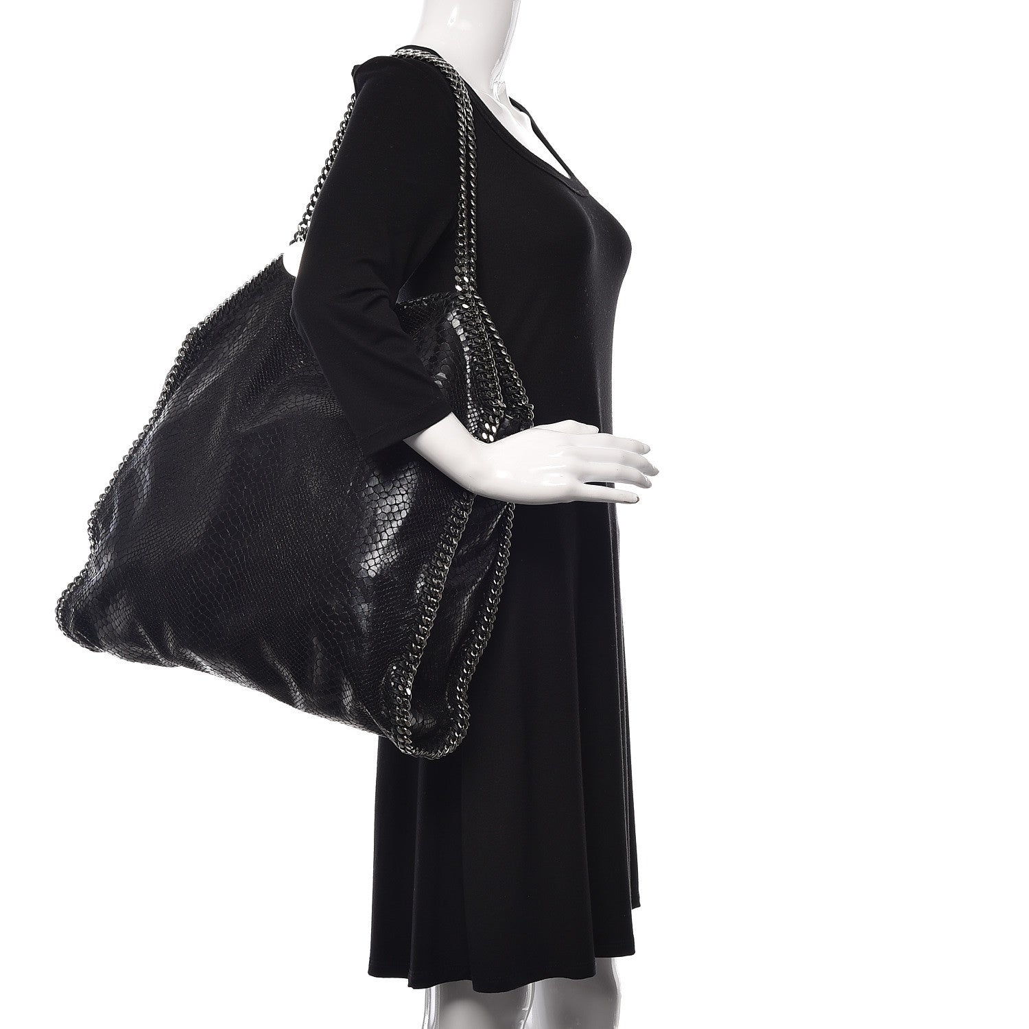 Stella McCartney Snakeskin Effect Big Falabella Tote Black 2 of 11