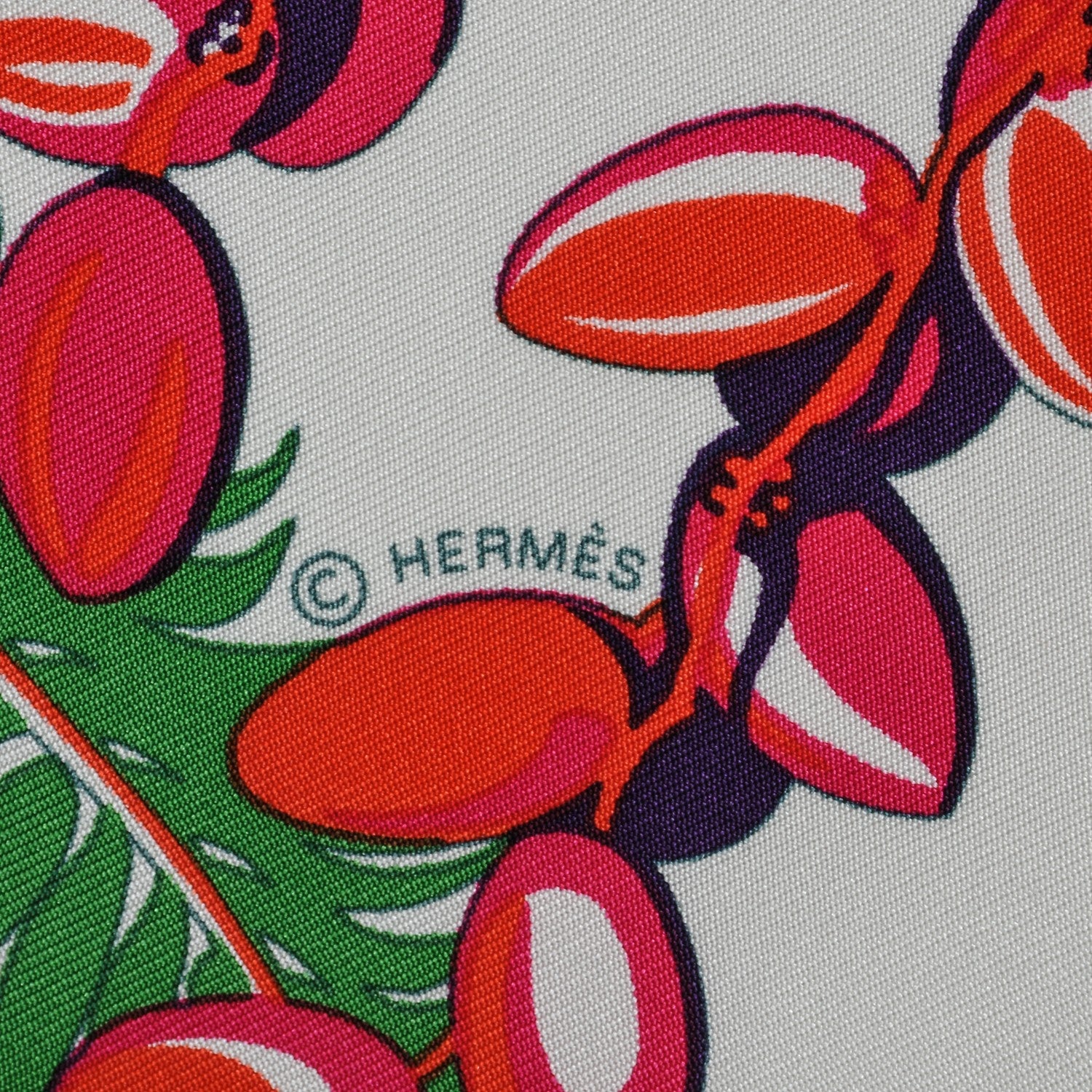 Hermes Silk Mythiques Phoenix Coloriage Scarf 90 Blanc Vert Rouge 4 of 6