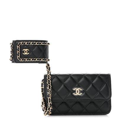 Chanel Lambskin Quilted Flap Card Holder With Cuff Black 1 of 10