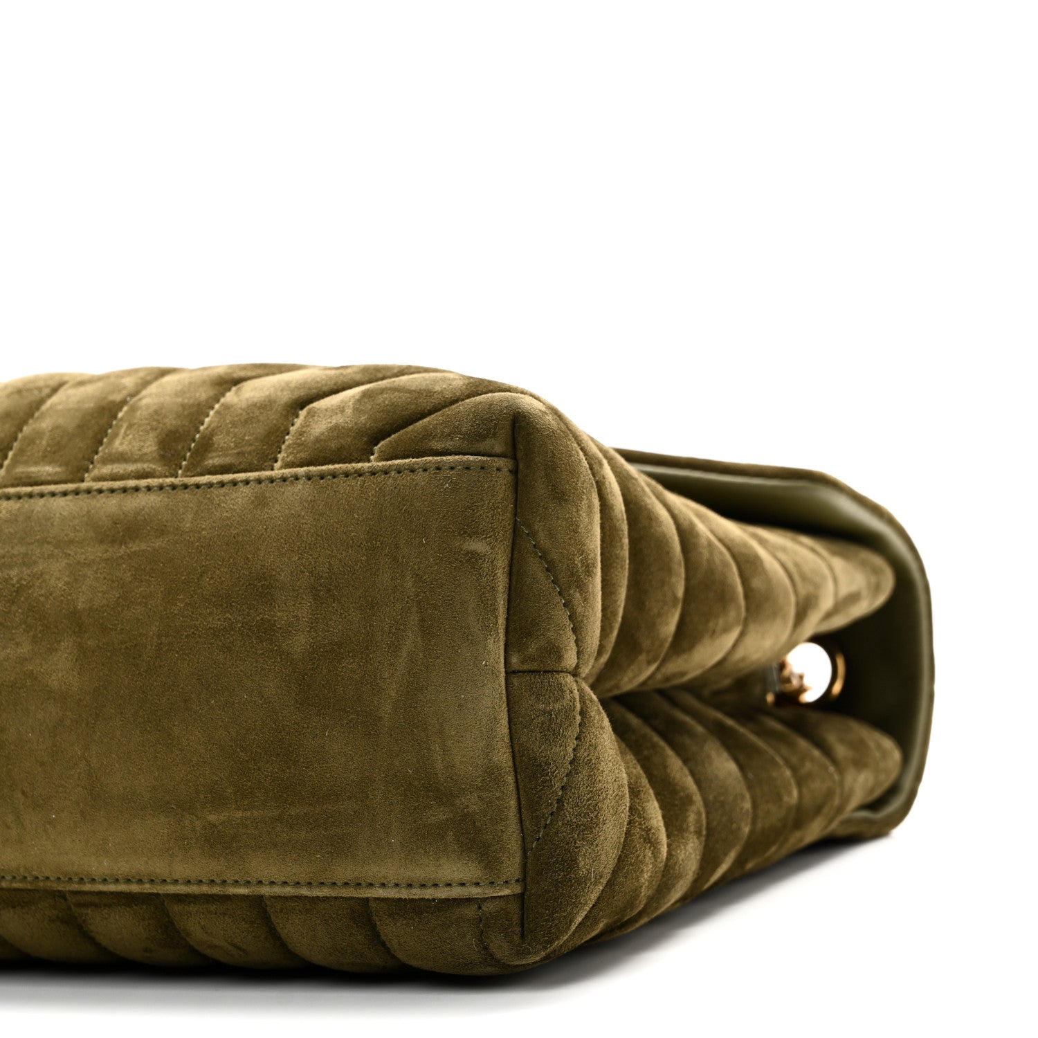 Saint Laurent Suede Y Quilted Monogram Medium Loulou Chain Satchel Loden Green 10 of 10