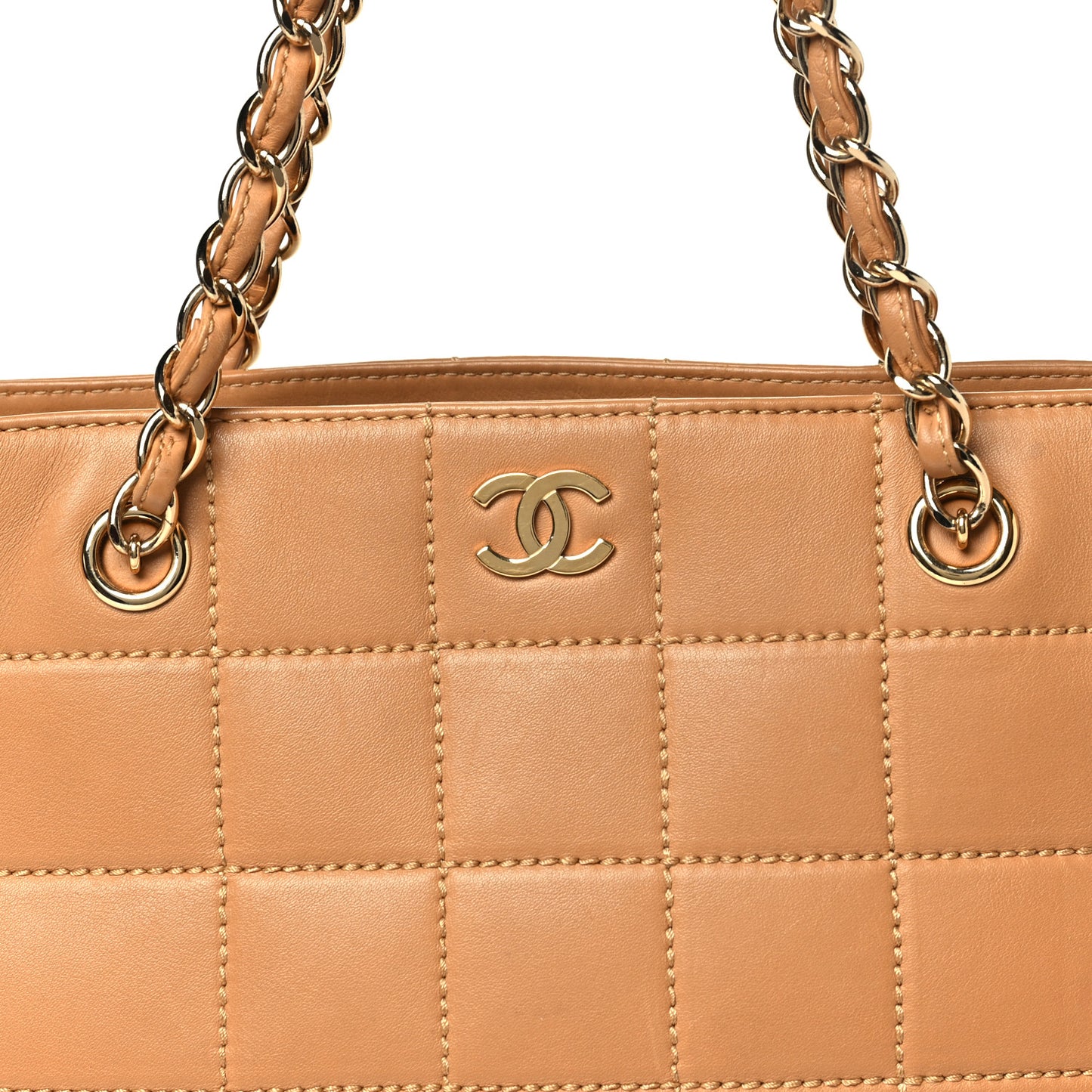 Lambskin Square Quilted Tote Beige