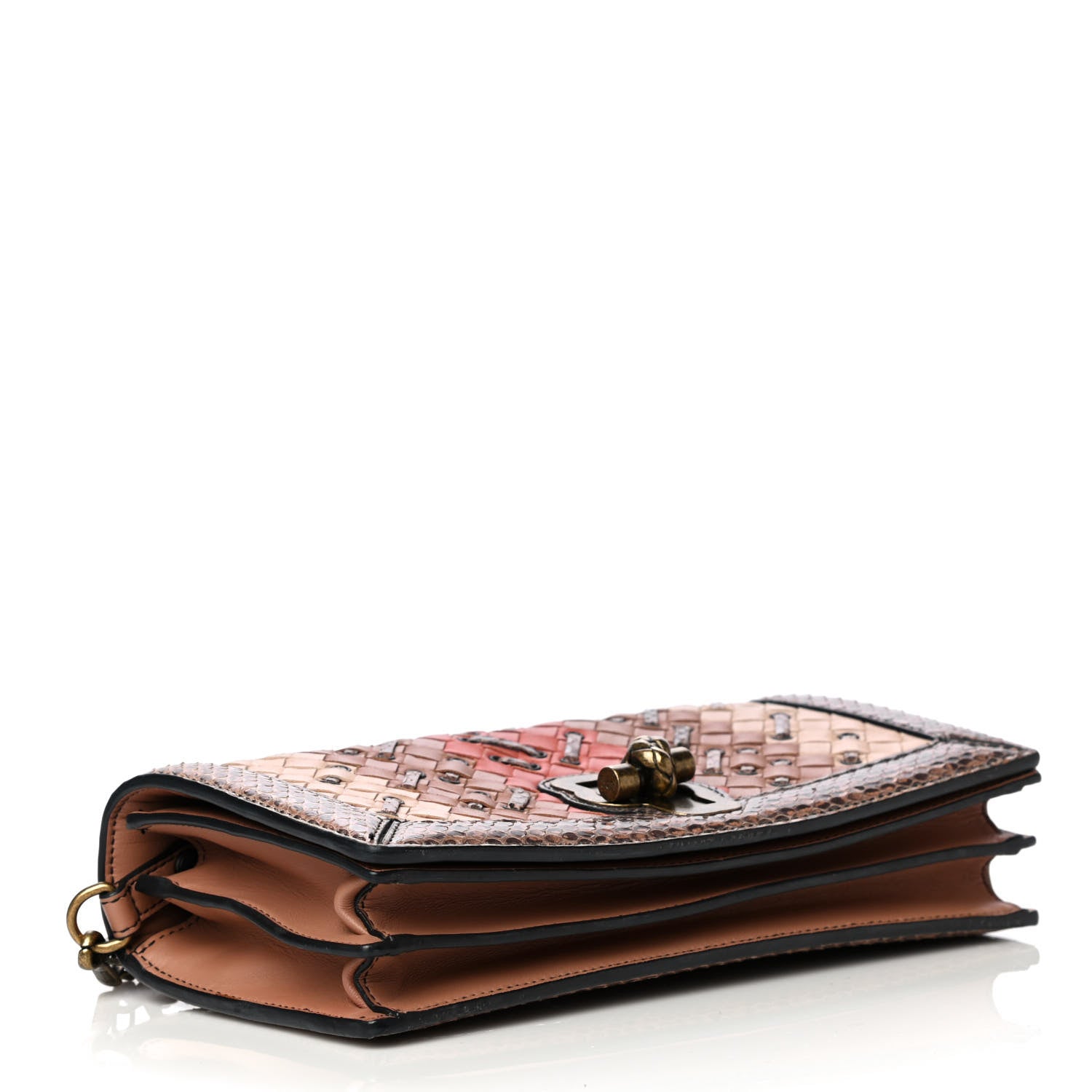 Bottega Veneta Nappa Ayers Intrecciato Club Stitch Knot Clutch Corallo Cream Mink 3 of 11