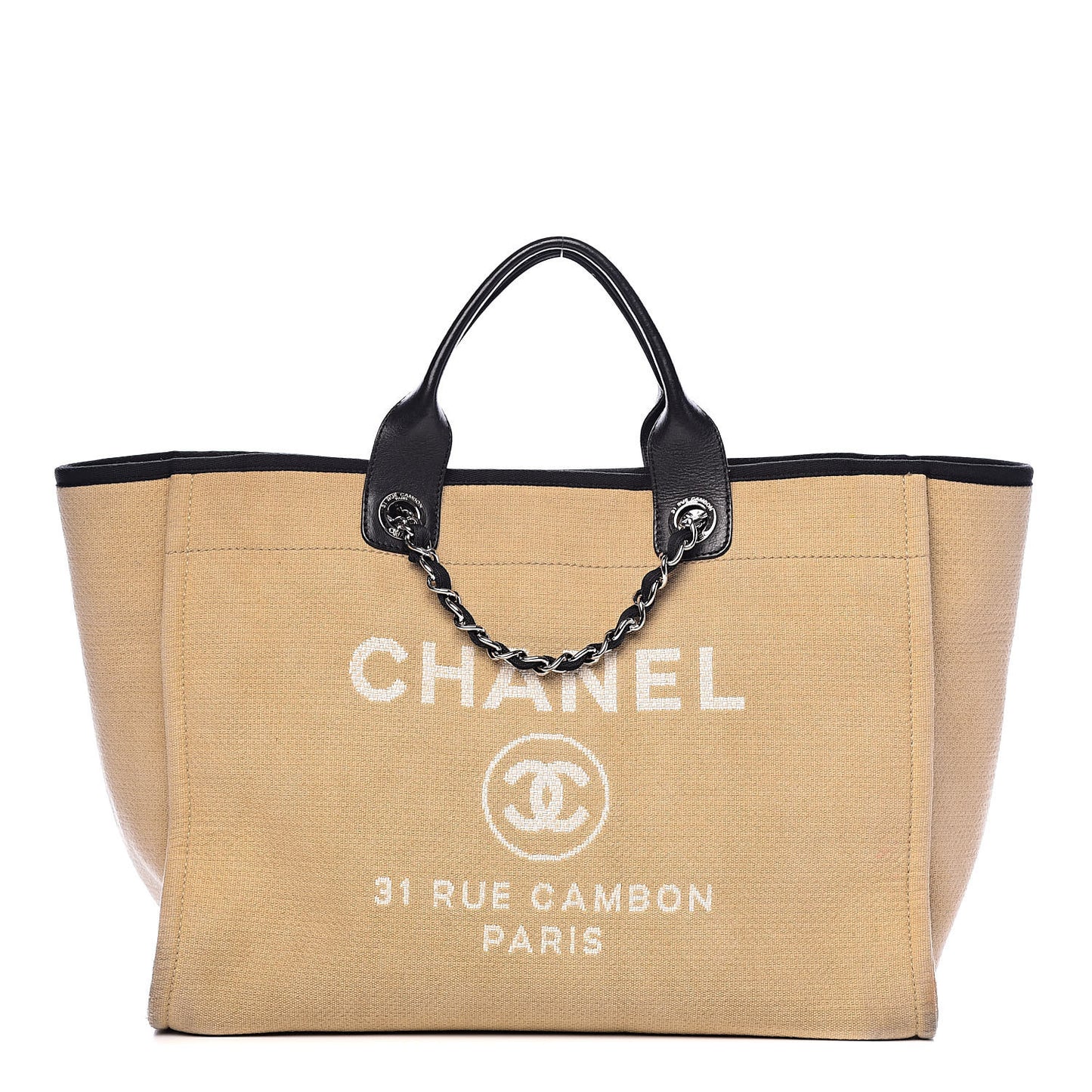 Canvas Large Deauville Tote Beige Black
