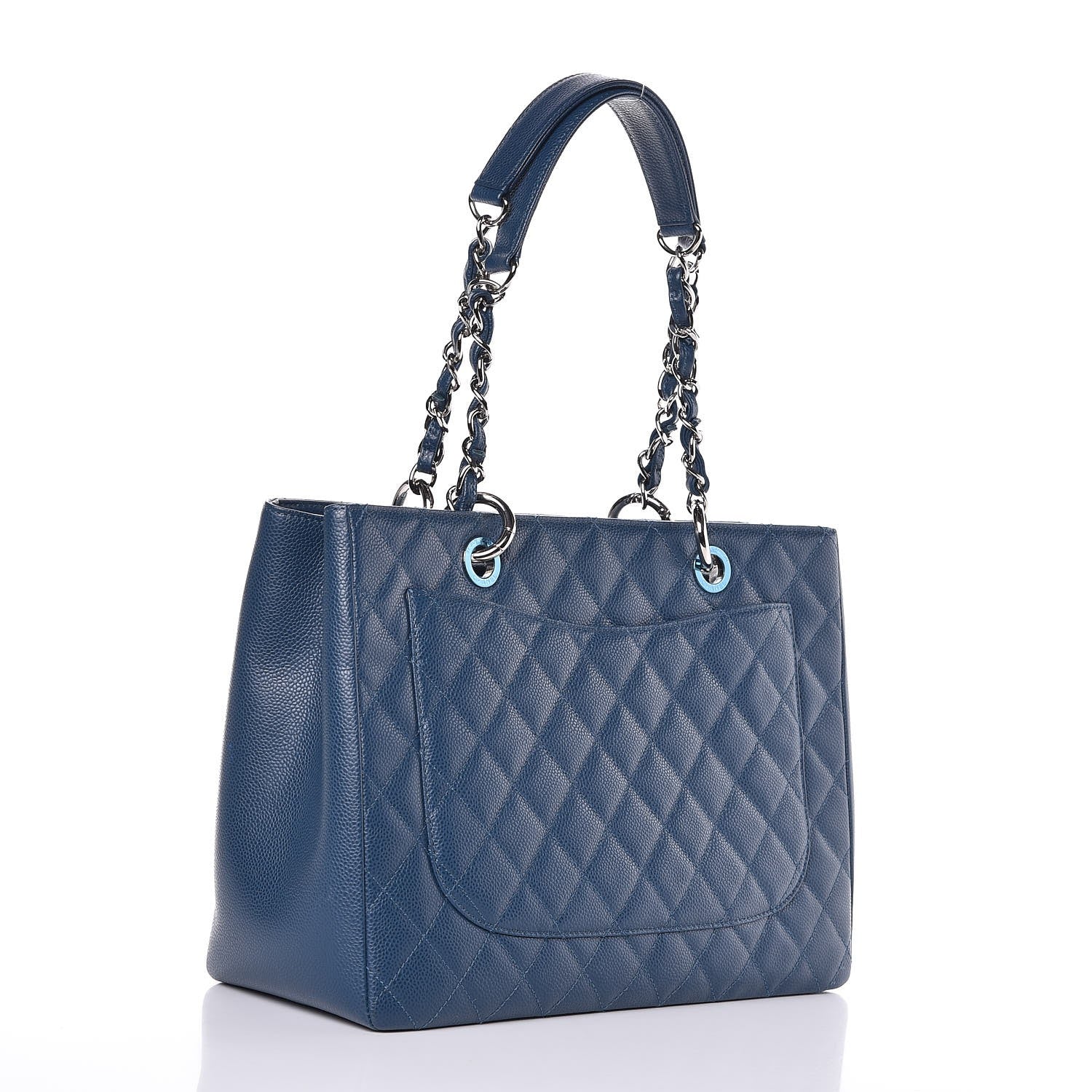 Chanel Caviar Quilted Grand Shopping Tote GST Dark Blue 3 of 8