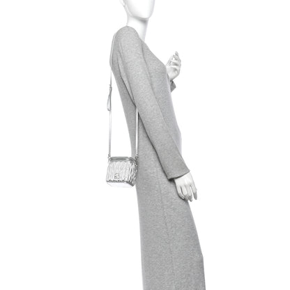Miu Miu Metallic  Nappa Matelasse Micro Vanity Case Silver 2 of 13