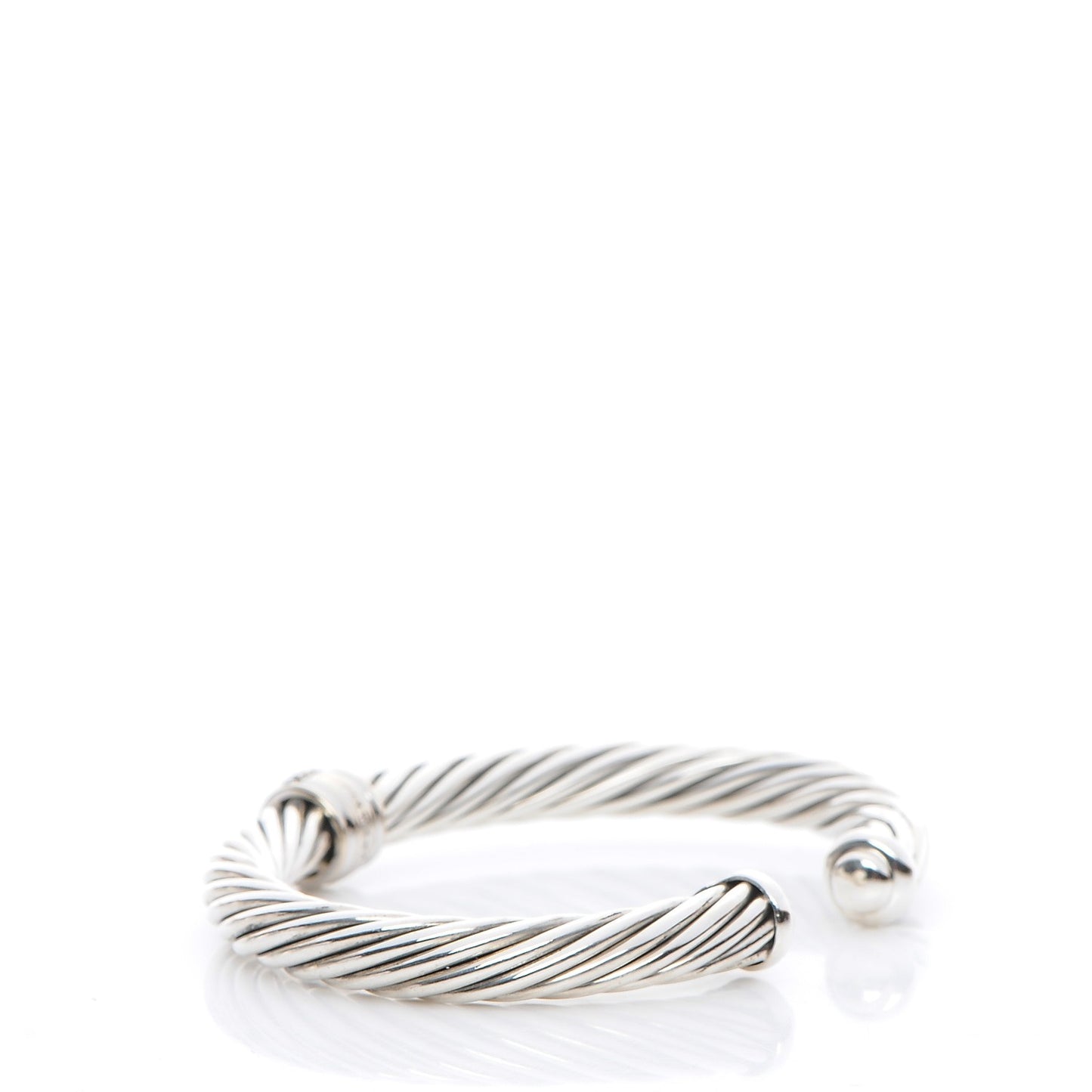 Sterling Silver 18K White Gold Diamond 7mm Cable Classics Bracelet