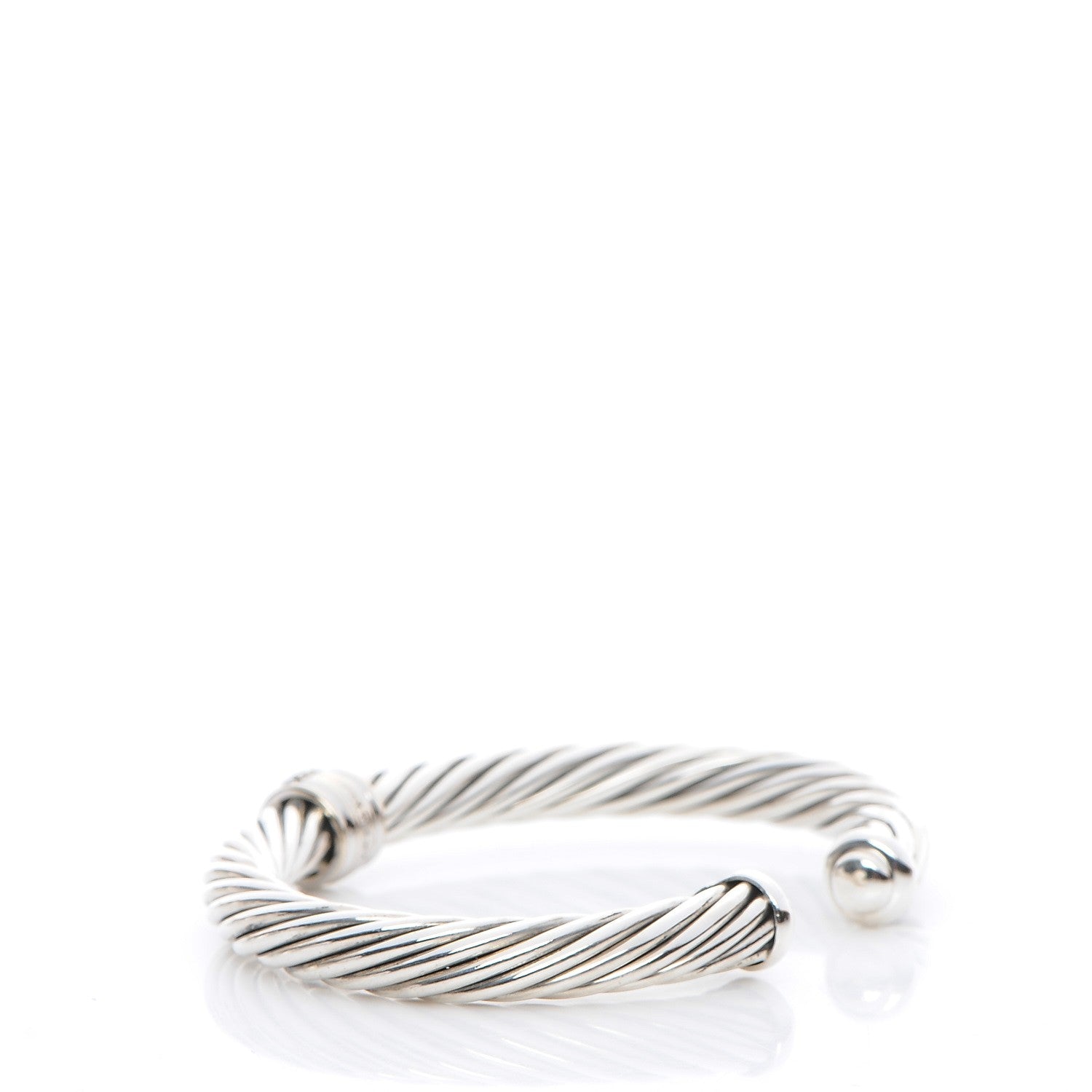 David Yurman Sterling Silver 18K White Gold Diamond 7mm Cable Classics Bracelet 3 of 4