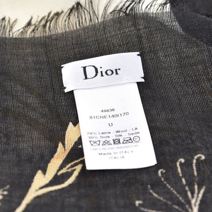 Christian Dior Wool Silk Star Signs Constellation Scarf Black 5 of 10