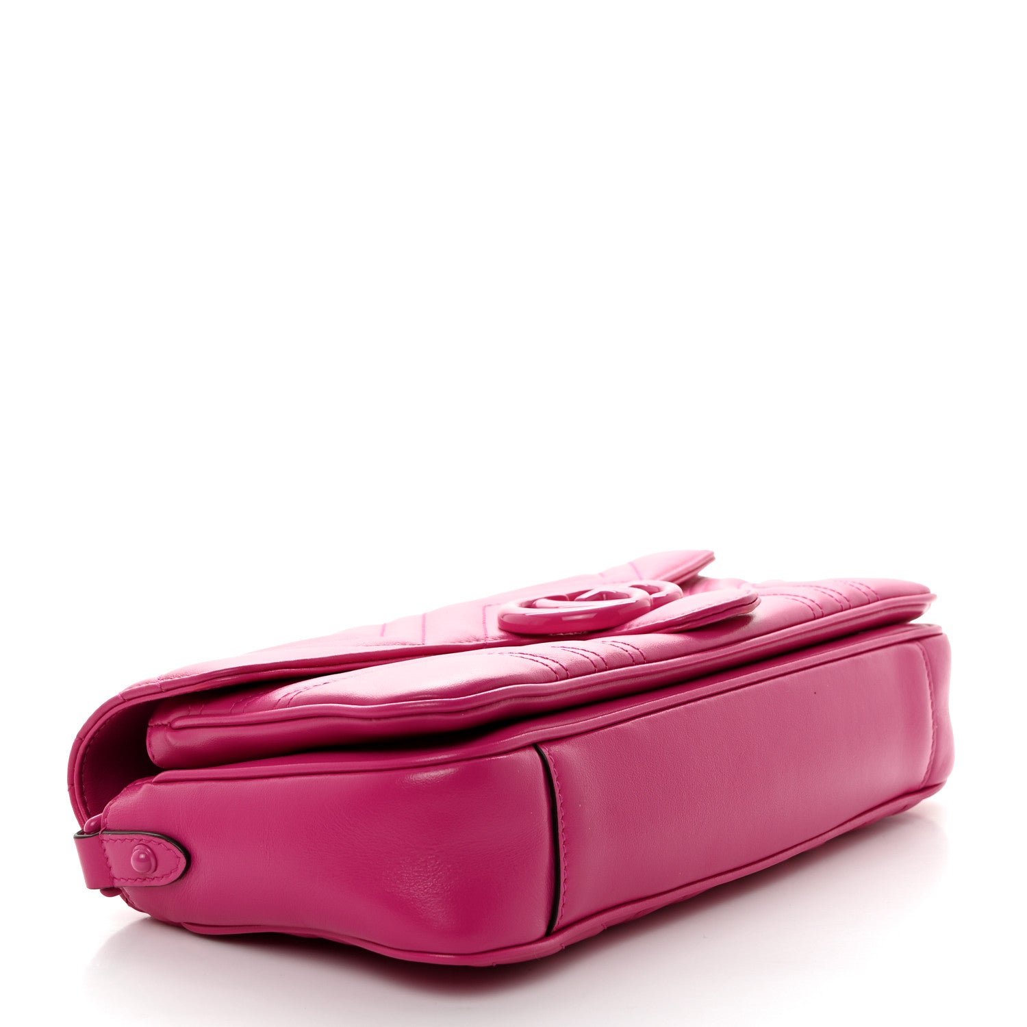 Gucci Calfskin Matelasse Monochrome GG Marmont Crossbody Shoulder Bag Classic Fuxia 4 of 11
