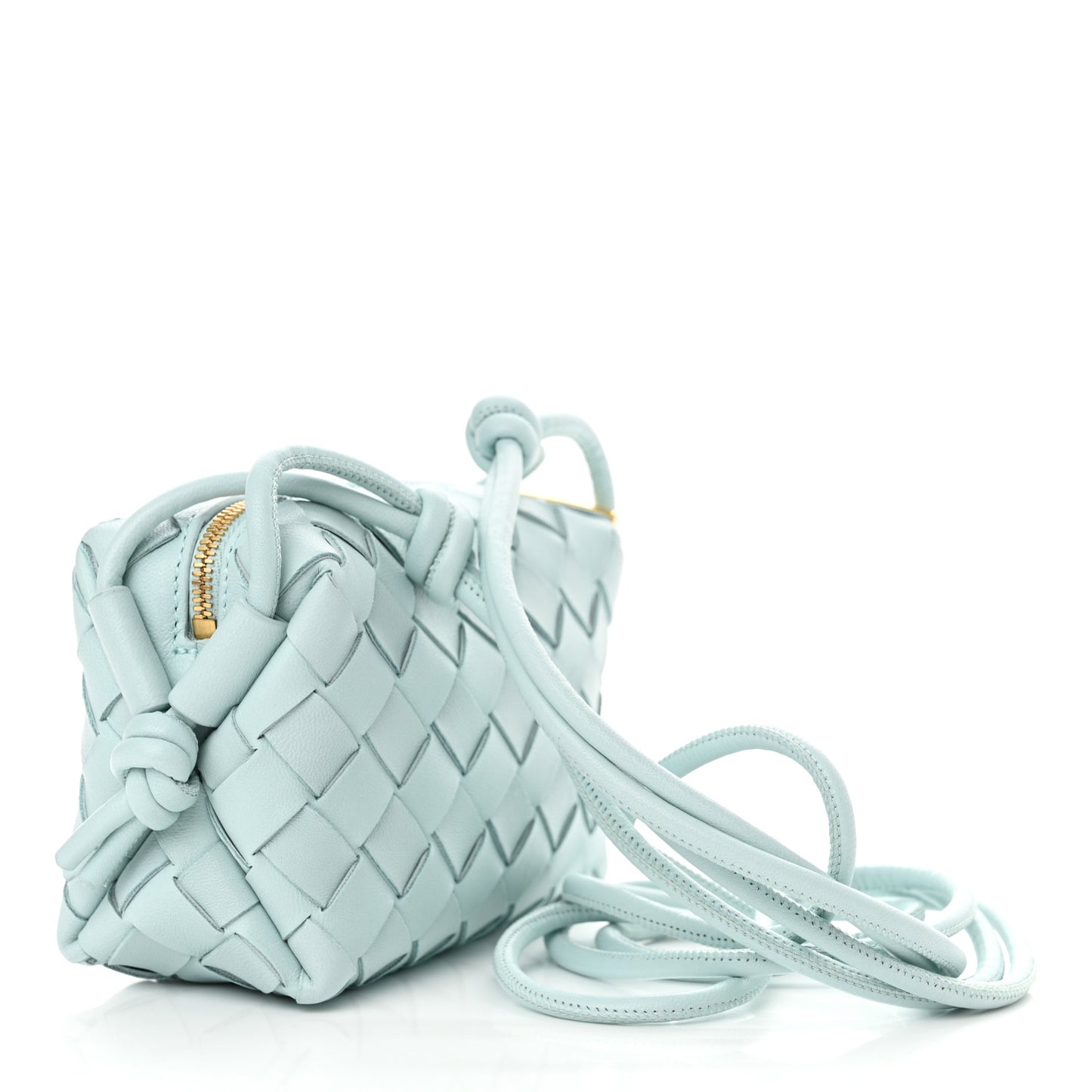 Nappa Intrecciato Candy Loop Camera Bag Teal Washed