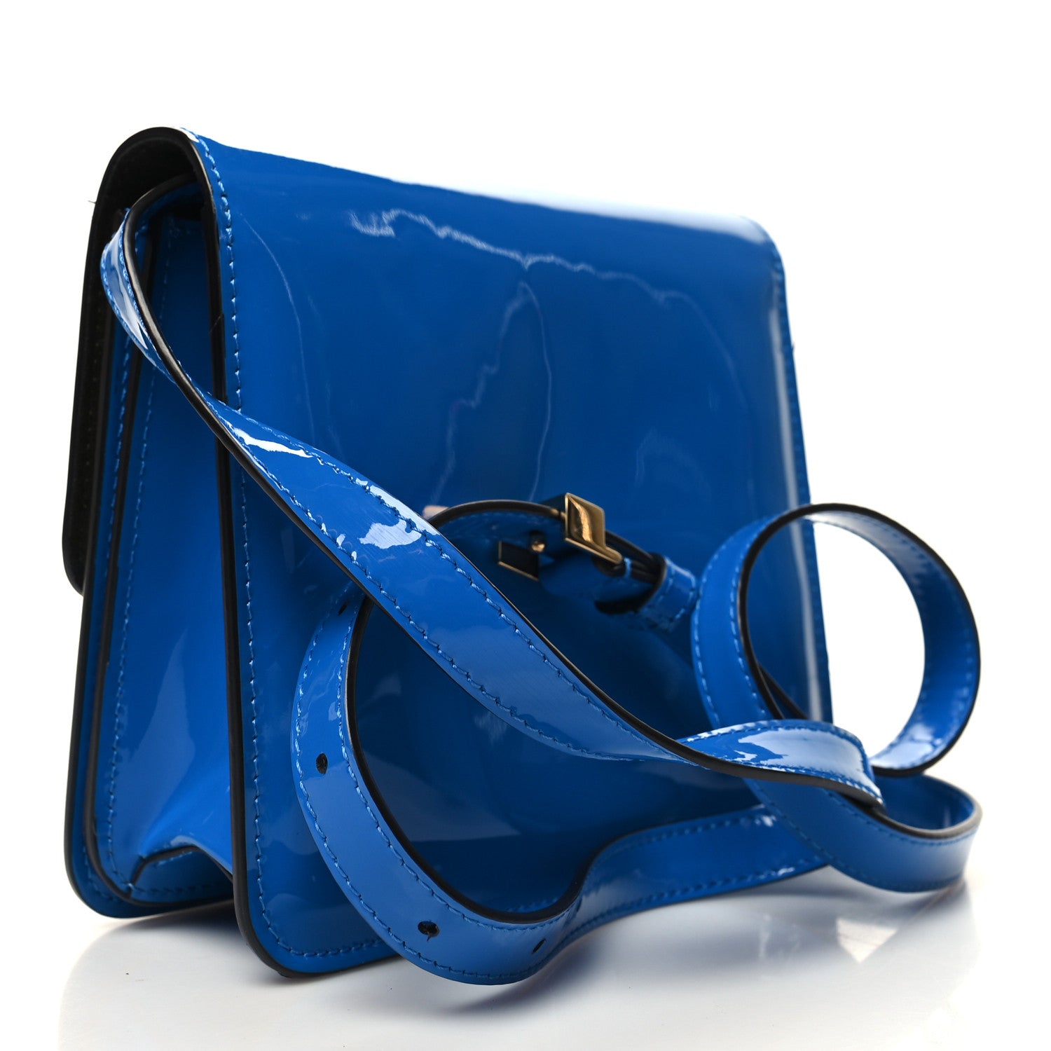 Fendi Vitello Vernice Mou Karligraphy Crossbody Bag Bluette 3 of 11