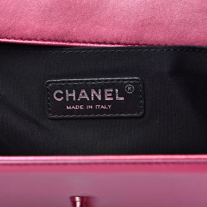 Chanel Metallic Patent Calfskin Quilted Medium Boy Flap Pink 5 of 17