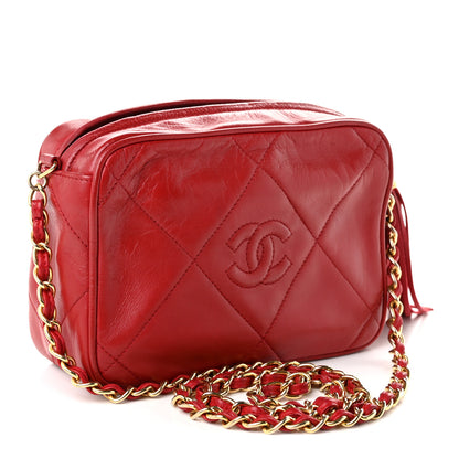 Chanel Lambskin Quilted Tassel Camera Case Red 2 of 10