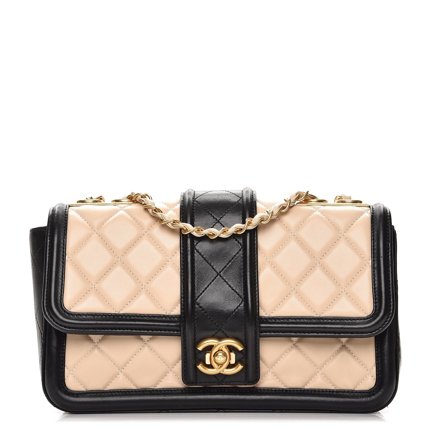 Chanel Lambskin Quilted Medium Elegant CC Flap Beige Black 1 of 7