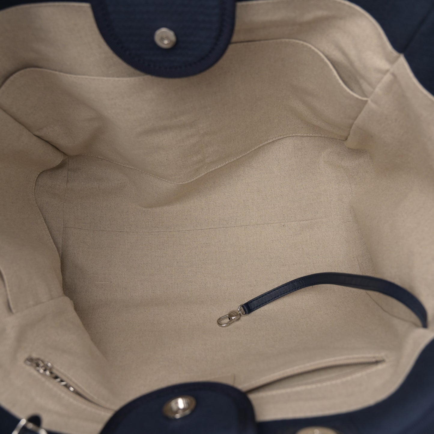 Mixed Fibers Calfskin Medium Deauville Tote Navy Blue
